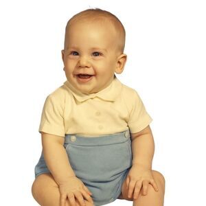 Vintage Midcentury 6/9 Mo Kiddy Kotton by Woolley Togs one piece baby boy.  Desc